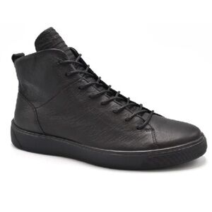 ECCO Men’s 12 EU 46 Black Leather Street Tray Tech Lace Up Sneaker Boots